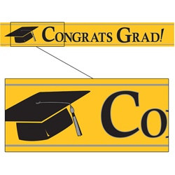 Yellow Congrats Grad Foil Banner