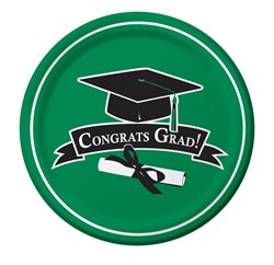 Green Congrats Grad Plates (18/pkg)