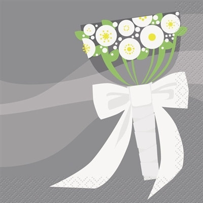 Silver Wedding Beverage Napkins (16/pkg)
