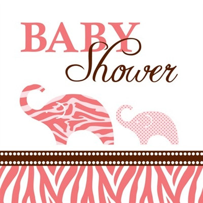 Pink Baby Safari Shower Beverage Napkins (16/pkg)