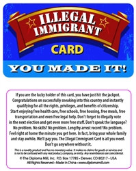 Illegal Immigrant Plastic Pocket Card