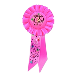birthday girl rosette ribbon with flowers
