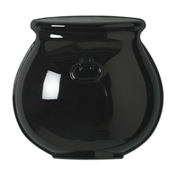 black molded plastic cauldron