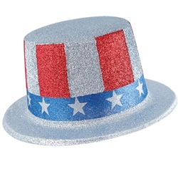 Patriotic Glittered Top Hat - Uncle Sam would be proud to wear this to his July 4th celebration.
