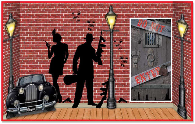 1920's Gangster Backdrops & Props - everything you need for a 20's gangster party theme!