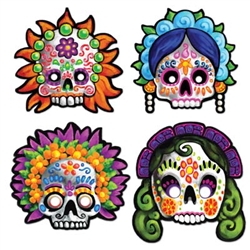 Day of the Dead Masks (4/pkg) -  These festive Day of the Dead Masks (4/pkg)and colorful Day of the Dead Masks are a great way to show off and learn about a unique Mexican celebration.