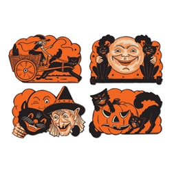 Vintage Orange and Black Halloween Cutouts - just the thing to add to your Halloween retro look!