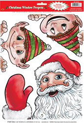 Santa and Elves Peeper Clings (3/sheet)