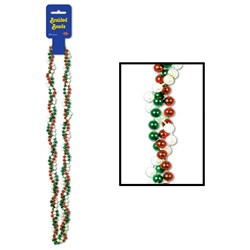 Red White and Green Braided Beads