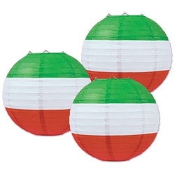 Red, White & Green Paper Lanterns