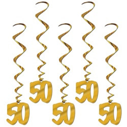Gold 50th Anniversary Whirls (5/pkg)