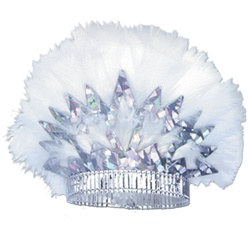 Silver Prismatic Tiara with White Feathers