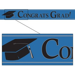 Blue Congrats Grad Foil Banner